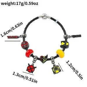 925 Sterling Silver Plated Marvel Deadpool & Wolverine Loaded Charm Bracelet